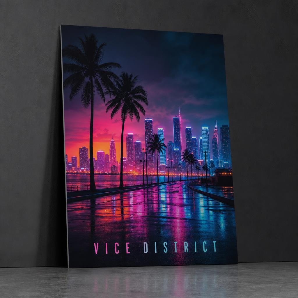 Vice District Night City Poster